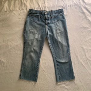 Y2K distressed cropped bootcut jeans